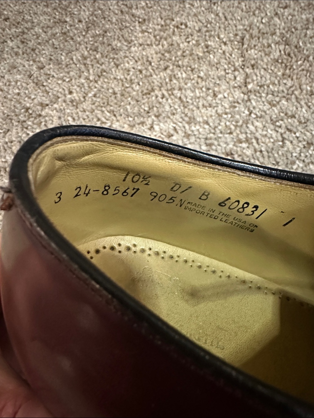 Johnston & Murphy Oxblood Cap Toe Leather Dress Shoes Made in USA Mens Size 10.5 - Picture 7 of 11